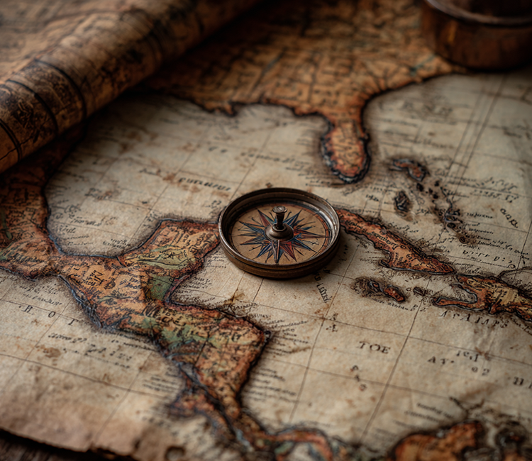 Gulf Coast Brewing Company features a vintage map and compass inspired by a Sarasota craft brewery.