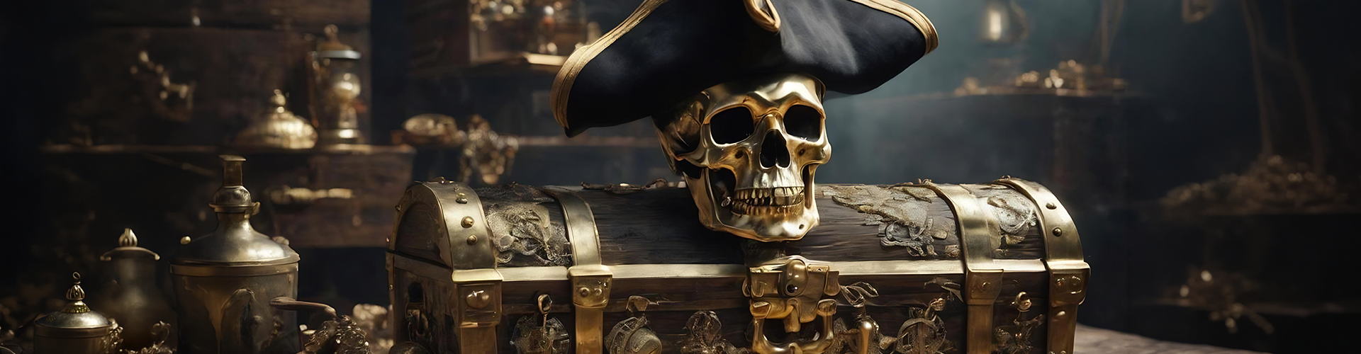 Resting on an old chest, the pirate skull fits the bold image of Gulf Coast Brewing Company in Sarasota, FL.