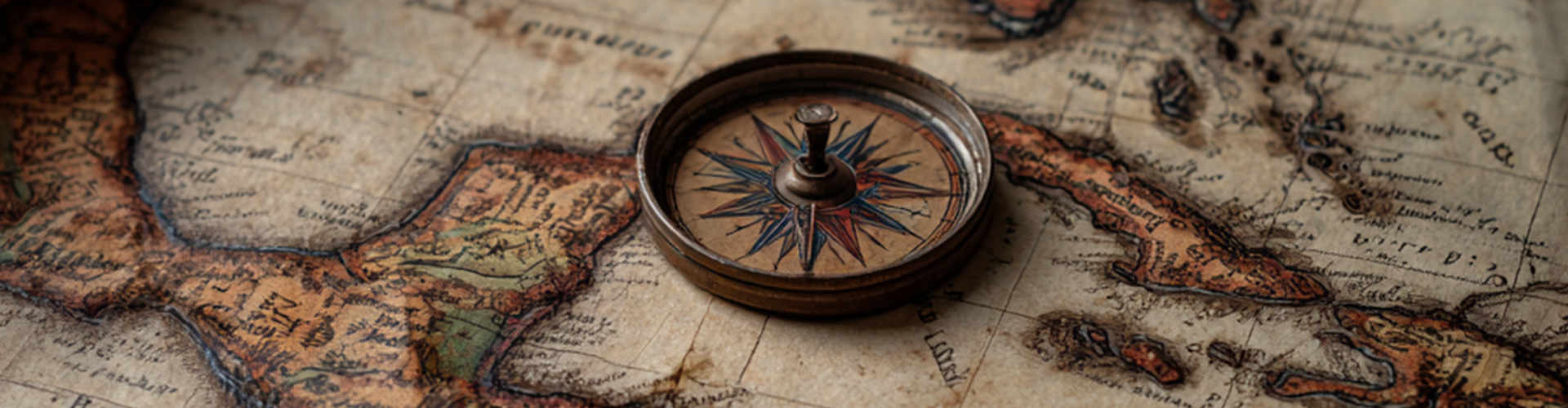 A compass resting on an old map reflects the Sarasota beer company identity behind Gulf Coast Brewing Company.
